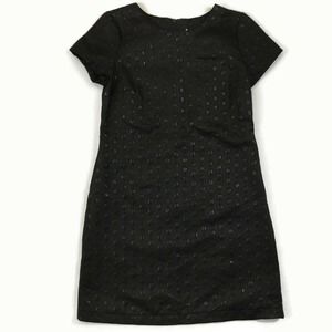 Black Geometric Patterned Textured Short Sleeve Little Black Dress Sz - S